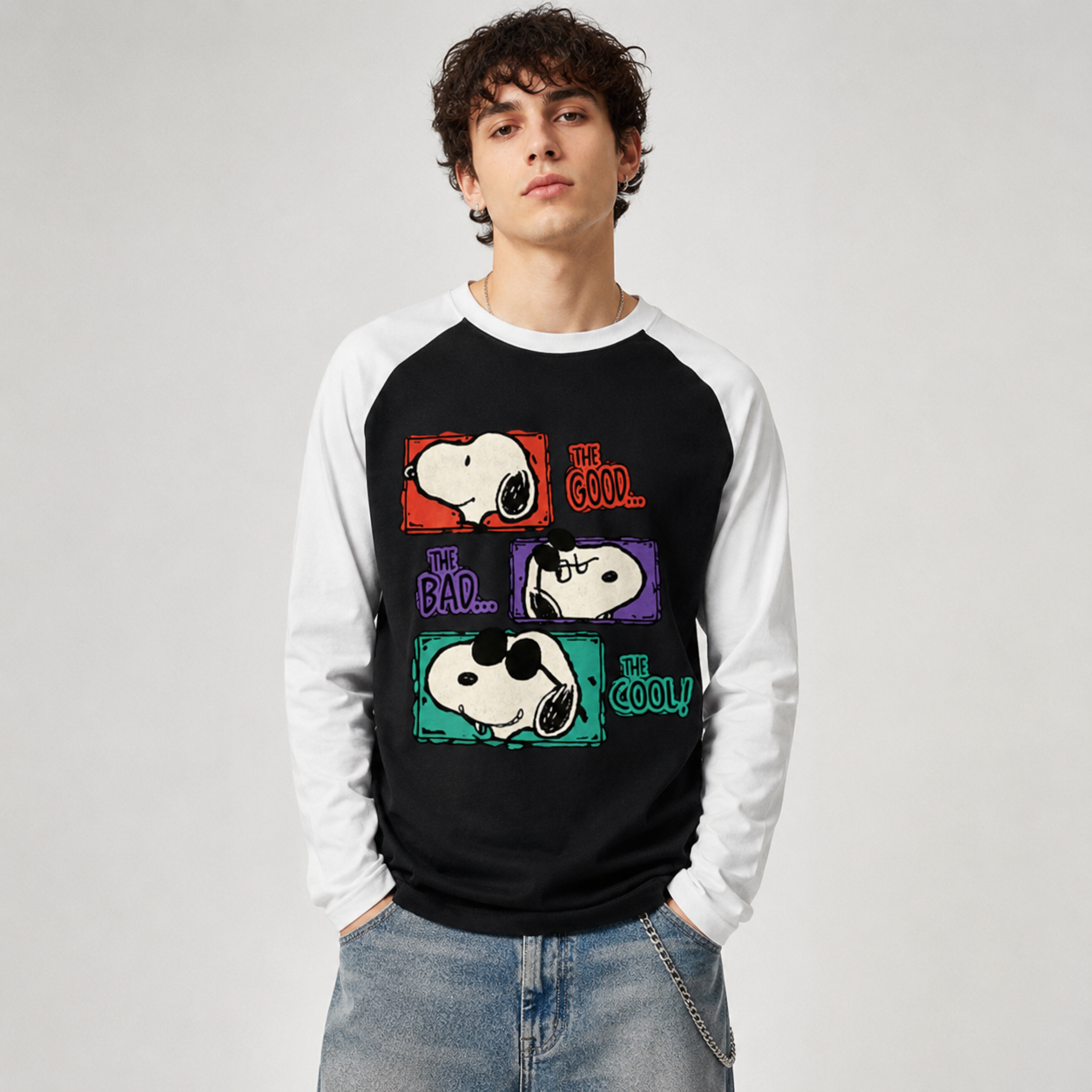 Snoopy Mood Panel Full Sleeve Tee