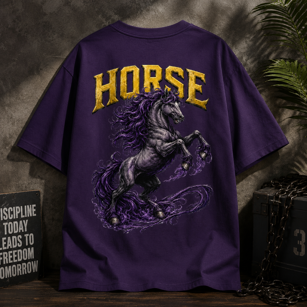 Oversized Purple Storm Horse Tee
