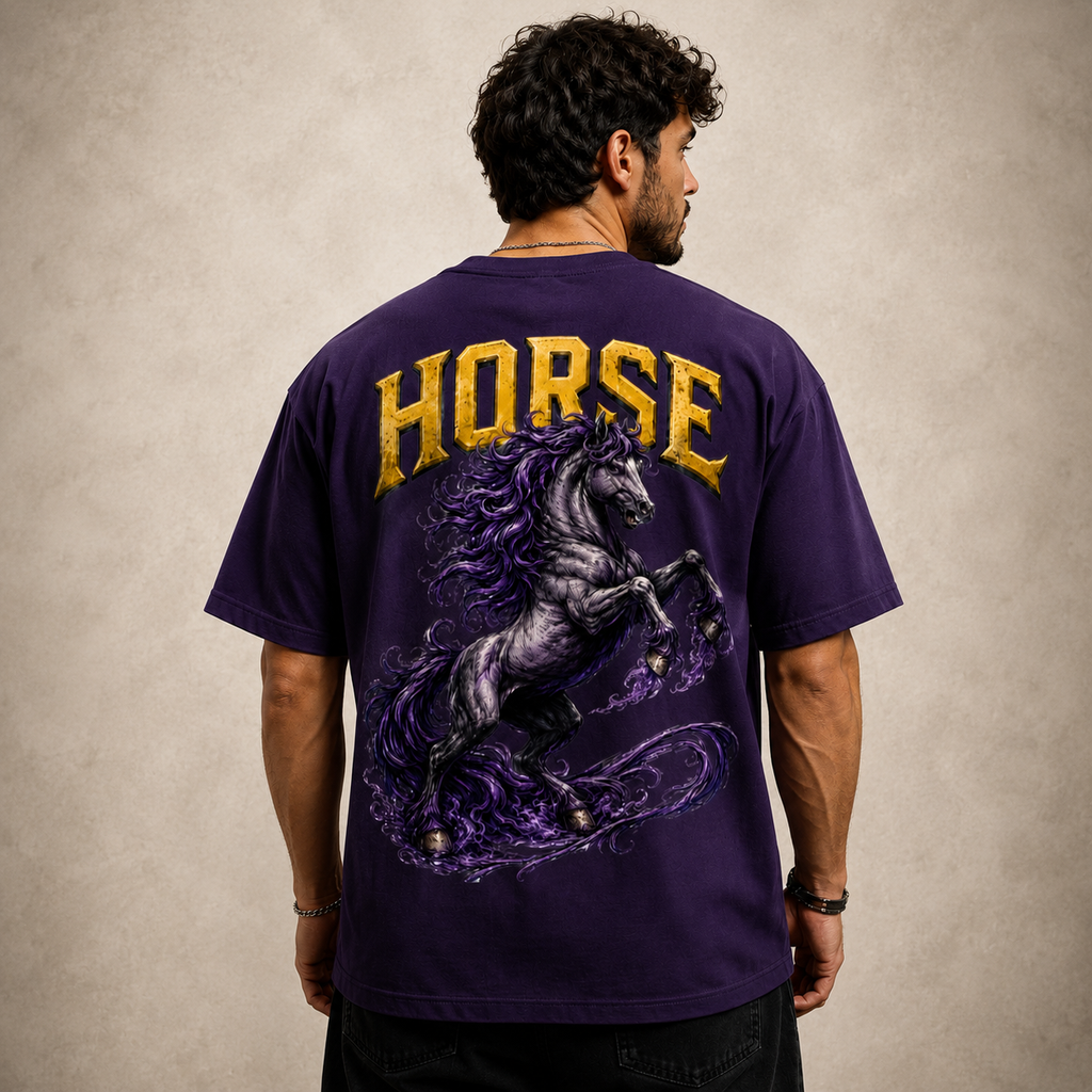 Oversized Purple Storm Horse Tee