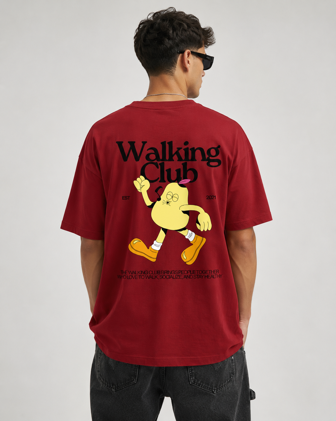 The Walking Club Red Oversized Tee