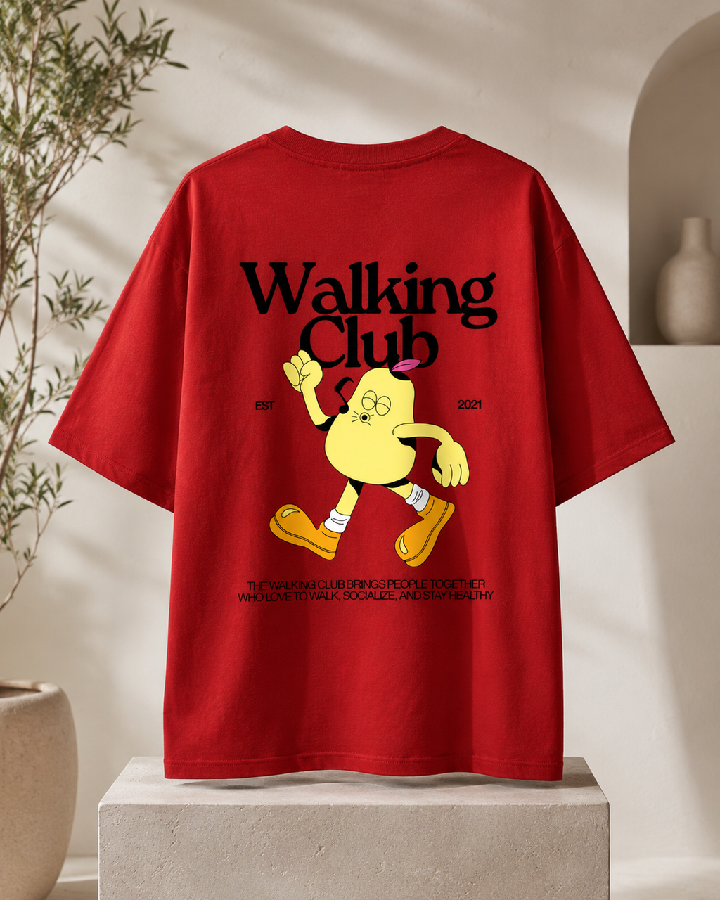 The Walking Club Red Oversized Tee