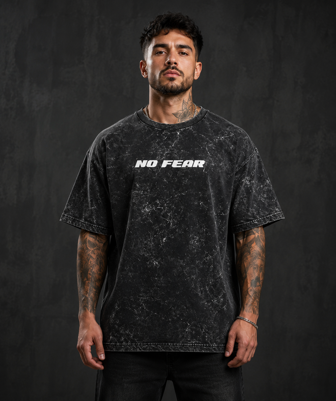 No Fear Bull Oversized Acid Wash Tee