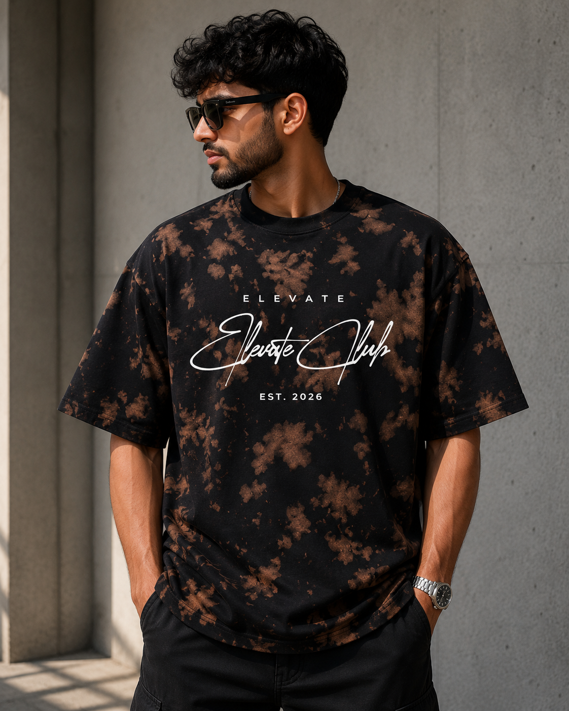 Elevate Club Signature Oversized Acid Wash Tee