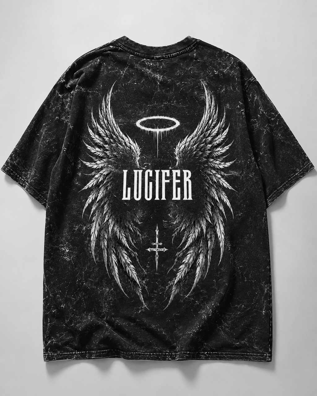Lucifer Wings Acid Wash Oversized Tee