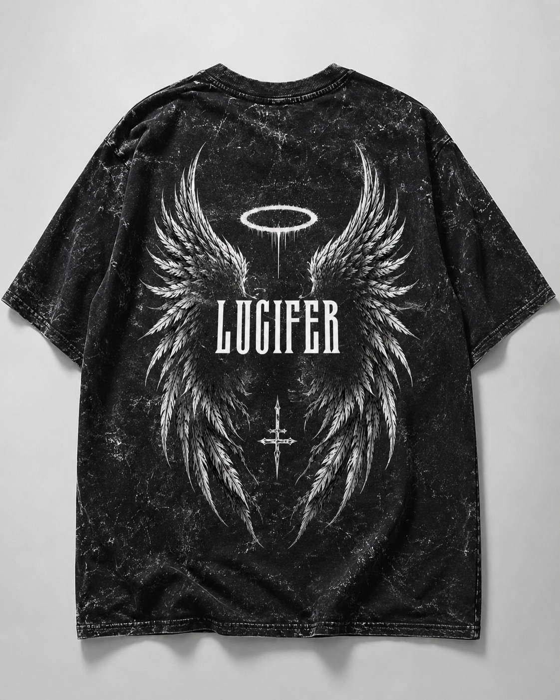 Lucifer Wings Acid Wash Oversized Tee