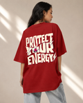 Oversized Red Energy Graphic Tee
